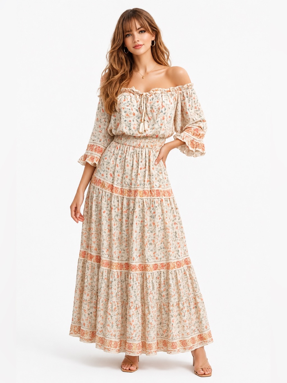 Cleobella Maxi Skirt & Off-Shoulder Top Set